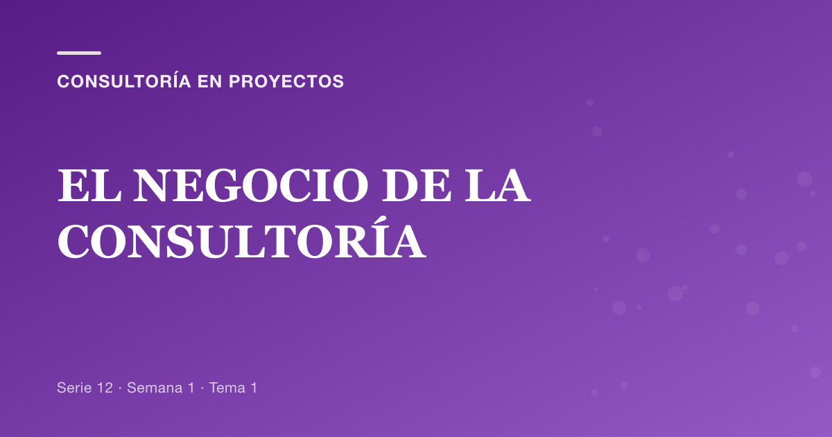 EL NEGOCIO DE LA CONSULTORÍA